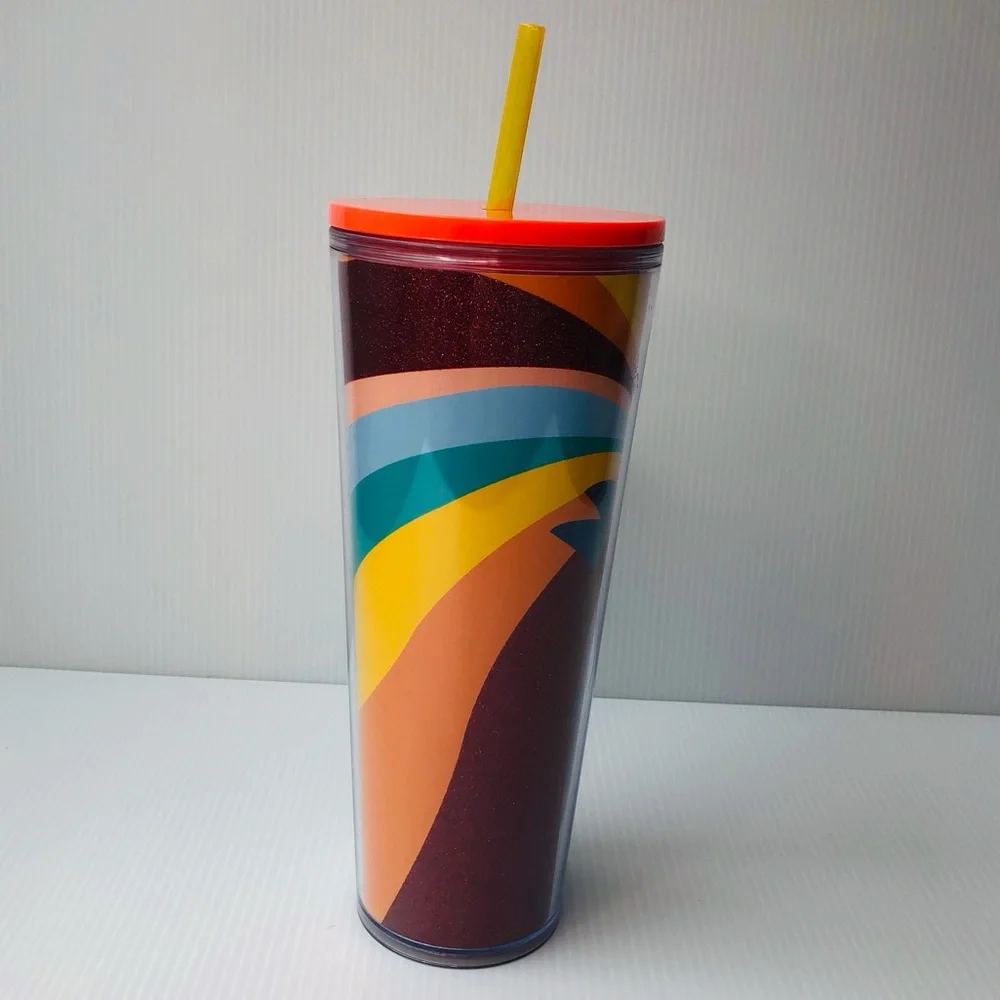 Starbucks 2020 Pride Rainbow Glitter Siren Cold Cup Tumbler Straw Venti Coffee